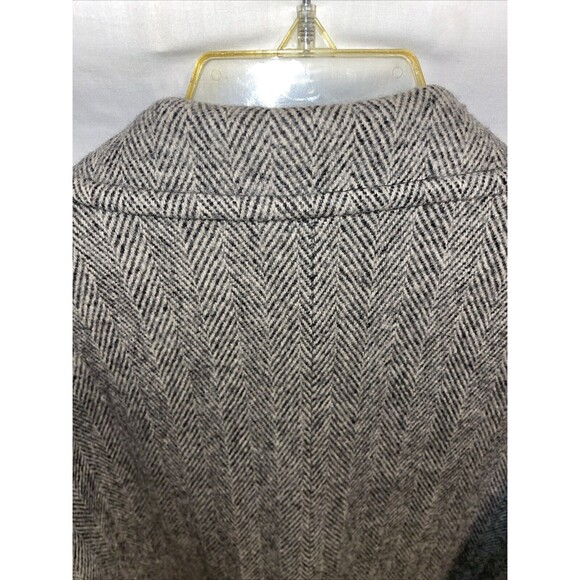 Herman Kay Women’s Overcoat Size 14 Gray Herringbone Wool Blend Going Out Party - Picture 9 of 12